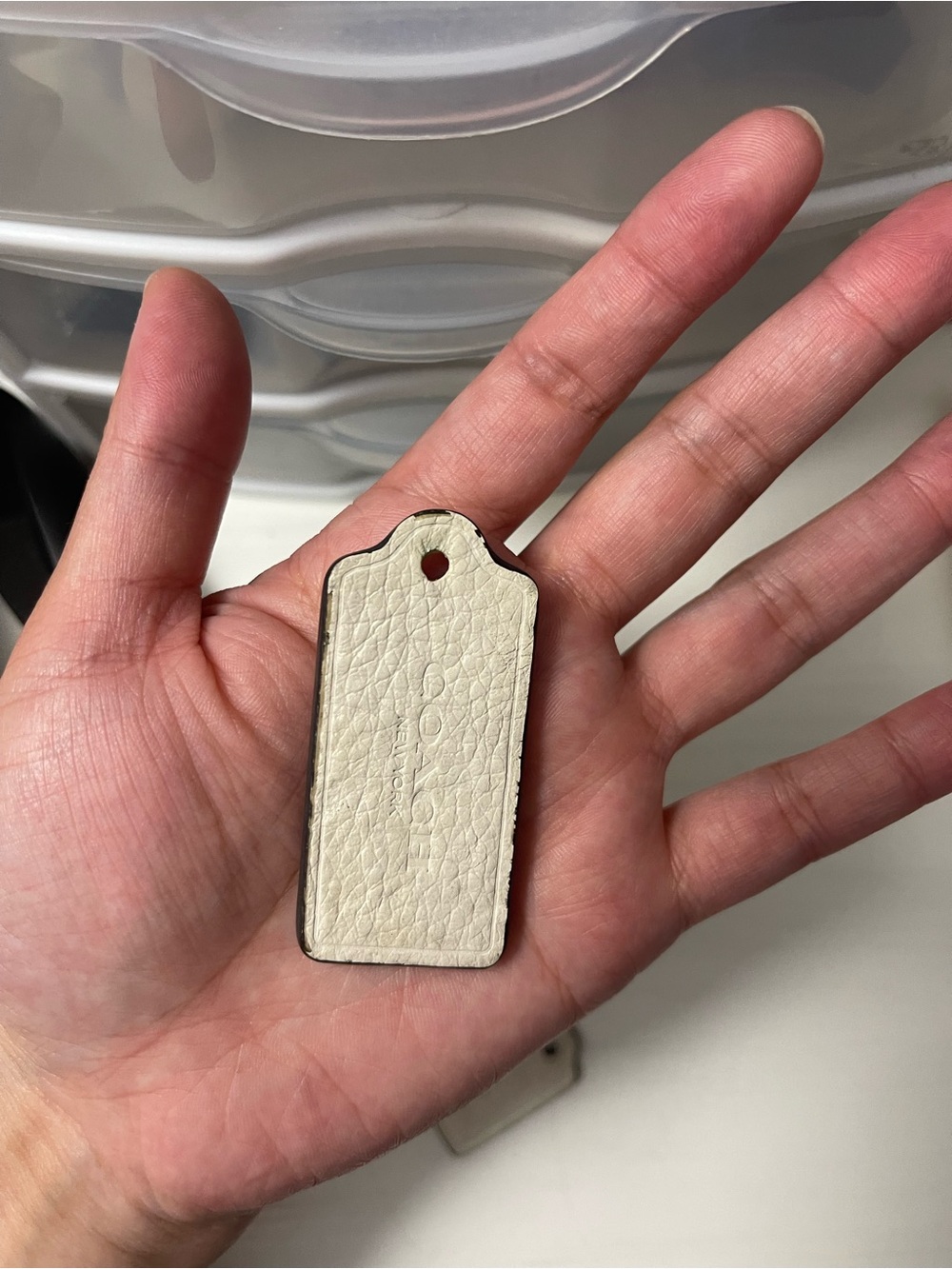 Coach Cream Leather Bag Tag